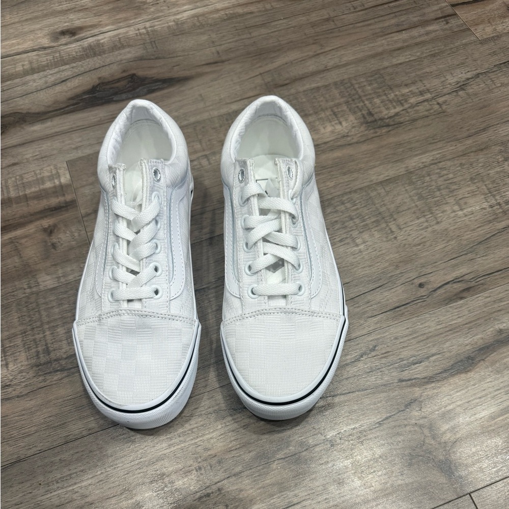 Vans Old Skool Platform Tonal Check White Black NEW IN BOX Men Sz 5 Women 6.5